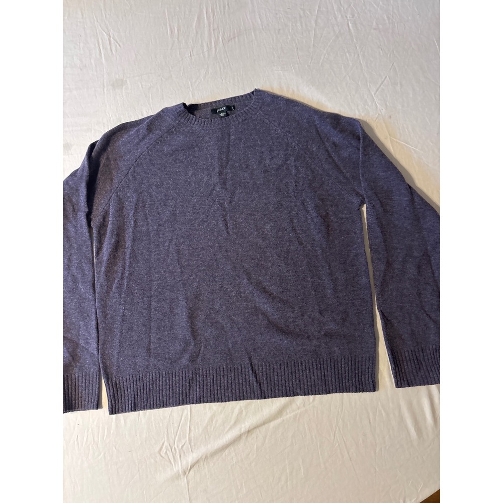 J.Crew 100‎ Lambswool Crewneck Sweater Mens XL Purple  Raglan Knit 79448